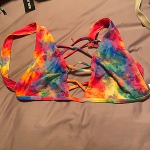 Tie dye rainbow bikini top